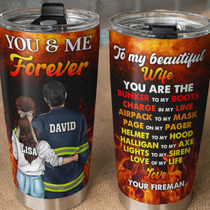 Personalized Firefighter Couple Tumbler Cup - You Are The Bunker To My Boots - Firefighter's Wife - Couple Shoulder to Shoulder - Tumbler Cup - GoDuckee