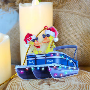 Pontoon Duck Couple - Personalized Christmas Ornament - Christmas Gift For Couple - Ornament - GoDuckee