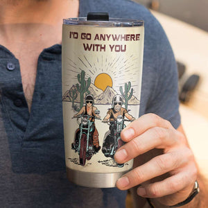 Personalized Biker Couple Tumbler - I'd Go Anywhere With You - Marriage Chapter - Tumbler Cup - GoDuckee