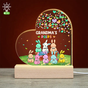 Grandma's Peeps, Personalized Led Light Wood Base, Gift For Grandma - Led Night Light - GoDuckee