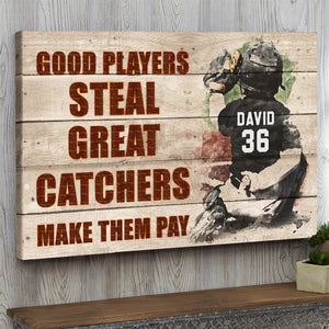 Personalized Baseball Player Poster - Great Catchers Make Them Pay - Custome Name. Number - Poster & Canvas - GoDuckee
