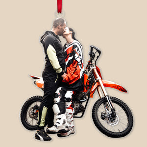 Custom Motocross Couple Ornament, Christmas Tree Decor - Ornament - GoDuckee