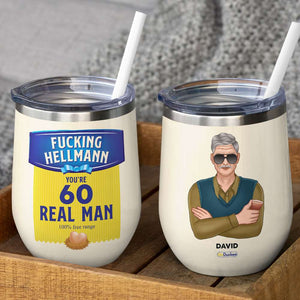 Drinking Old Man - Personalized Birthyear Wine Tumbler - Fuckking Hellmann, You're Real Man - Wine Tumbler - GoDuckee