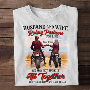 Riding Couple Husband and Wife Riding Partners for Life - Personalized Shirts - Gift for Couple - Shirts - GoDuckee