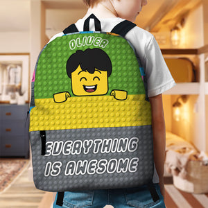 Everything Is Awesome, Personalized Lego Backpack, Back-to-school Gift for Kids - Backpack - GoDuckee