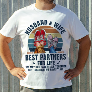 Husband and Wife Best Partners For Life Personalized Shirt, Gift For Couple - Shirts - GoDuckee