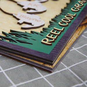 Reel Cool Grandpa Personalized Layered Wood Sign Stand Gift For Family - Wood Sign - GoDuckee