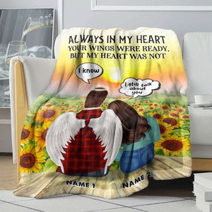Personalized Wife & Husband in Heaven Blanket - Your Wings Were Ready But My Heart Was Not - Sunflowers - Blanket - GoDuckee