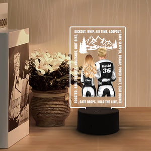 Kickout Whip Air Time Loop Out - Personalized Led Night Light - Gift for Motocross Couple - Couple Shoulder to Shoulder - Led Night Light - GoDuckee