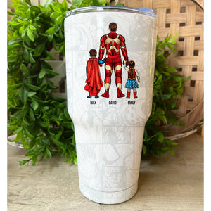 Our Dad is Super, Personalized Tumbler Cup, Father's Day Gifts For Dad - Drinkware - GoDuckee