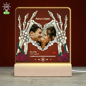 Custom Couple Skull Led Light 3D Wooden Base - Gift For Couple - Led Night Light - GoDuckee