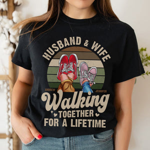 Husband and Wife Walking Together Personalized Shirt, Gift For Couple - Shirts - GoDuckee