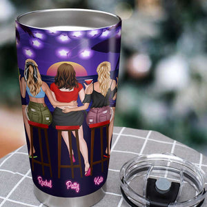 Best Beaches Here's To Another Year Of Bonding Over, Besties Drinking Personalized Tumbler - Tumbler Cup - GoDuckee