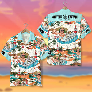 Pontoon Captain Personalized Pontoon Hawaiian Shirt, Gift For Man - Hawaiian Shirts - GoDuckee