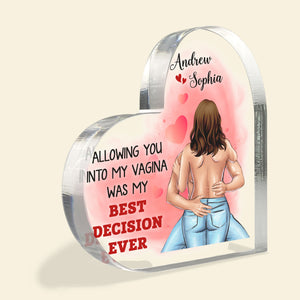 My Best Decision Ever, Personalized Couple Heart Shape Acrylic Plaque - Decorative Plaques - GoDuckee