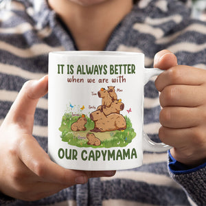 It Is Always Better When We Are With, Personalized Mug, Gift For Mom, Mother's Day Gift, Capybara Mom And Kids Mug - Coffee Mug - GoDuckee