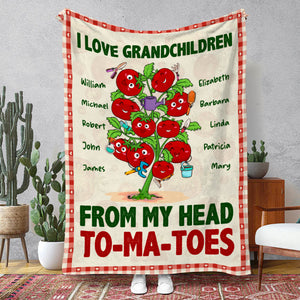 I Love GrandChildren From My Head- Gift For Grandparents- Personalized Blanket - Garden Grandparent blanket - Blanket - GoDuckee