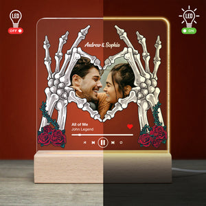 Custom Couple Skull Led Light 3D Wooden Base - Gift For Couple - Led Night Light - GoDuckee