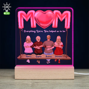 Mother’s Love Is Peace, Mom And Children Personalized 3D Led Light Wooden Base, Gift For Mother's Day - Led Night Light - GoDuckee