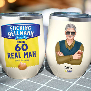 Drinking Old Man - Personalized Birthyear Wine Tumbler - Fuckking Hellmann, You're Real Man - Wine Tumbler - GoDuckee