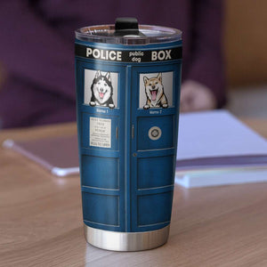 Personalized Dog Lovers Tumbler - Phone Box Who rescued who - Custom Dog Breeds - Tumbler Cup - GoDuckee