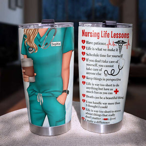 Nursing Life Lessons, Personalized Tumbler with Custom Nurse Uniform, Gift for Nurses - Tumbler Cup - GoDuckee