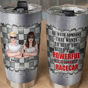 Personalized Racing Tumbler, Help You Build Powerful Racecar, Racers Checkered Background - Tumbler Cup - GoDuckee
