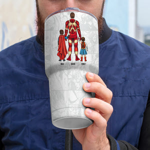 Our Dad is Super, Personalized Tumbler Cup, Father's Day Gifts For Dad - Drinkware - GoDuckee