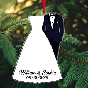 Personalized Newlywed Couple Ornament, Christmas Tree Decor - Ornament - GoDuckee