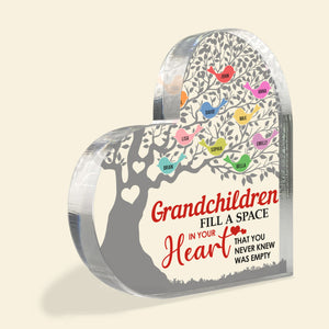 Grandchildren Fill A Space In Your Heart, Grandma Mother's Day Gift, Personalized Heart Acrylic Plaque - Decorative Plaques - GoDuckee