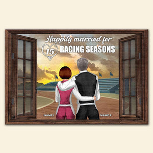 Personalized Racing Couple Poster - Happily Married For Racing Season - Window View - Poster & Canvas - GoDuckee