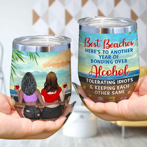 Here's To Another Year Of Bonding Over Alcohol Personalized Tumbler Cup, Gift For Friends - Wine Tumbler - GoDuckee