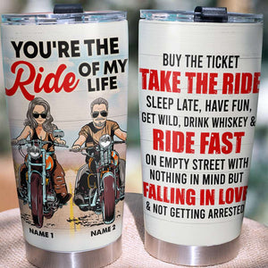 Personalized Biker Couple Tumbler Cup - The Ride of My Life - Couple On The Ride - Tumbler Cup - GoDuckee