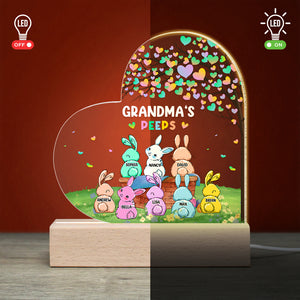 Grandma's Peeps, Personalized Led Light Wood Base, Gift For Grandma - Led Night Light - GoDuckee
