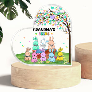 Grandma's Peeps, Personalized Heart Shaped Acrylic Plaque, Easter Gift For Grandma - Decorative Plaques - GoDuckee
