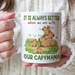 It Is Always Better When We Are With, Personalized Mug, Gift For Mom, Mother's Day Gift, Capybara Mom And Kids Mug - Coffee Mug - GoDuckee