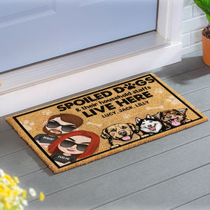 Spoiled Dogs & Their Household Staffs Live Here - Personalized Dog Doormat - Gift For Dog Lovers - Doormat - GoDuckee