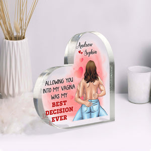 My Best Decision Ever, Personalized Couple Heart Shape Acrylic Plaque - Decorative Plaques - GoDuckee
