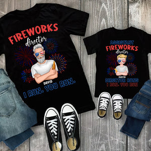 Dad and Kid Fireworks Director and Assistant, Personalized Shirts, Family Matching Shirts - Shirts - GoDuckee