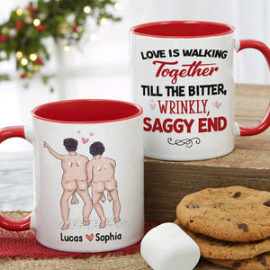 Love Is Walking Together Till The Bitter, Wrinkly, Saggy End - Personalized Couple Mug - Gift For Couple - Coffee Mug - GoDuckee