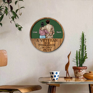 Veteran A Veteran And His Commander In Chief Live Here Personalized 3D 2-Layered Wood Art - Wood Sign - GoDuckee