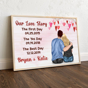 Personalized Jean Couple Poster - Our Love Story The First Day The Yes Day The Best Day - Poster & Canvas - GoDuckee