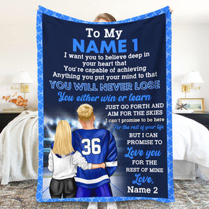 Personalized Hockey Couple Blanket - Promise to Love You For The Rest Of Mine - Couple Shoulder to Shoulder - Blanket - GoDuckee