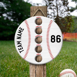 Personalized Baseball Round Wooden Sign - Double Home Run - Wood Sign - GoDuckee