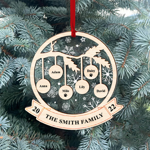 Christmas Family Tree Personalized 2 Layered Mix Ornament - Ornament - GoDuckee