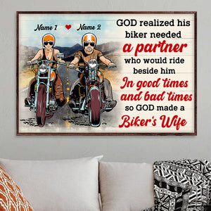 Personalized Biker Couple Poster - I Needed A Riding Partner - Couple on The Ride - Poster & Canvas - GoDuckee