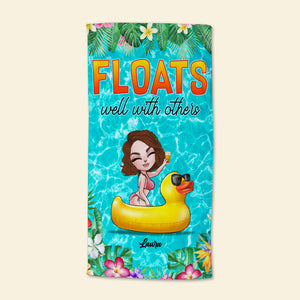 Floats Well With Others, Personalized Beach Towel, Summer Gifts for Besties - Beach Towel - GoDuckee