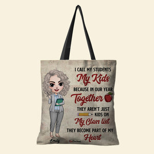 I Call My Students My Kids - Personalized Tote Bag - Gift for Teachers - Chibi Teacher Front View - Tote Bag - GoDuckee
