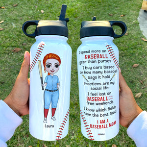 Personalized Baseball Mom Water Bottle - I Spend More On Baseball Gear Than Purse - Water Bottles - GoDuckee