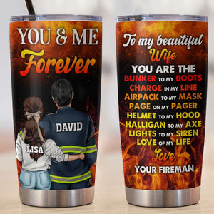 Personalized Firefighter Couple Tumbler Cup - You Are The Bunker To My Boots - Firefighter's Wife - Couple Shoulder to Shoulder - Tumbler Cup - GoDuckee